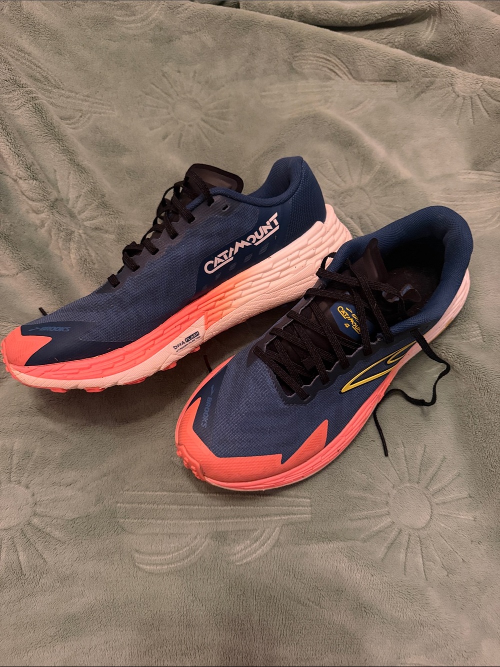 Brooks Men’s Navy Blue and Coral Athletic Running Shoes
